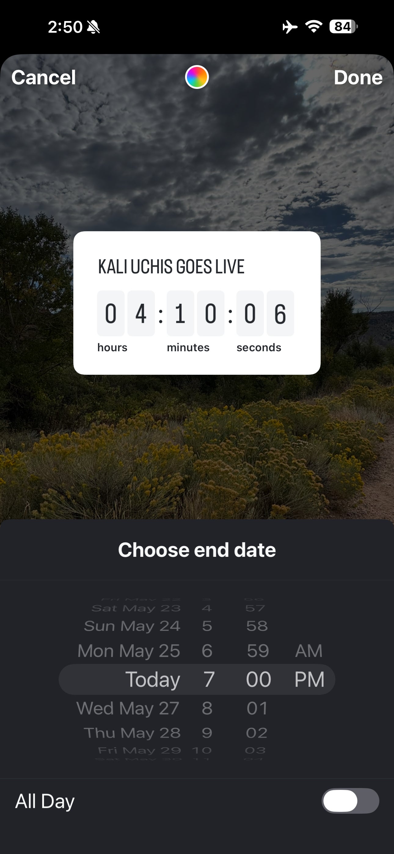 countdown on an ig story