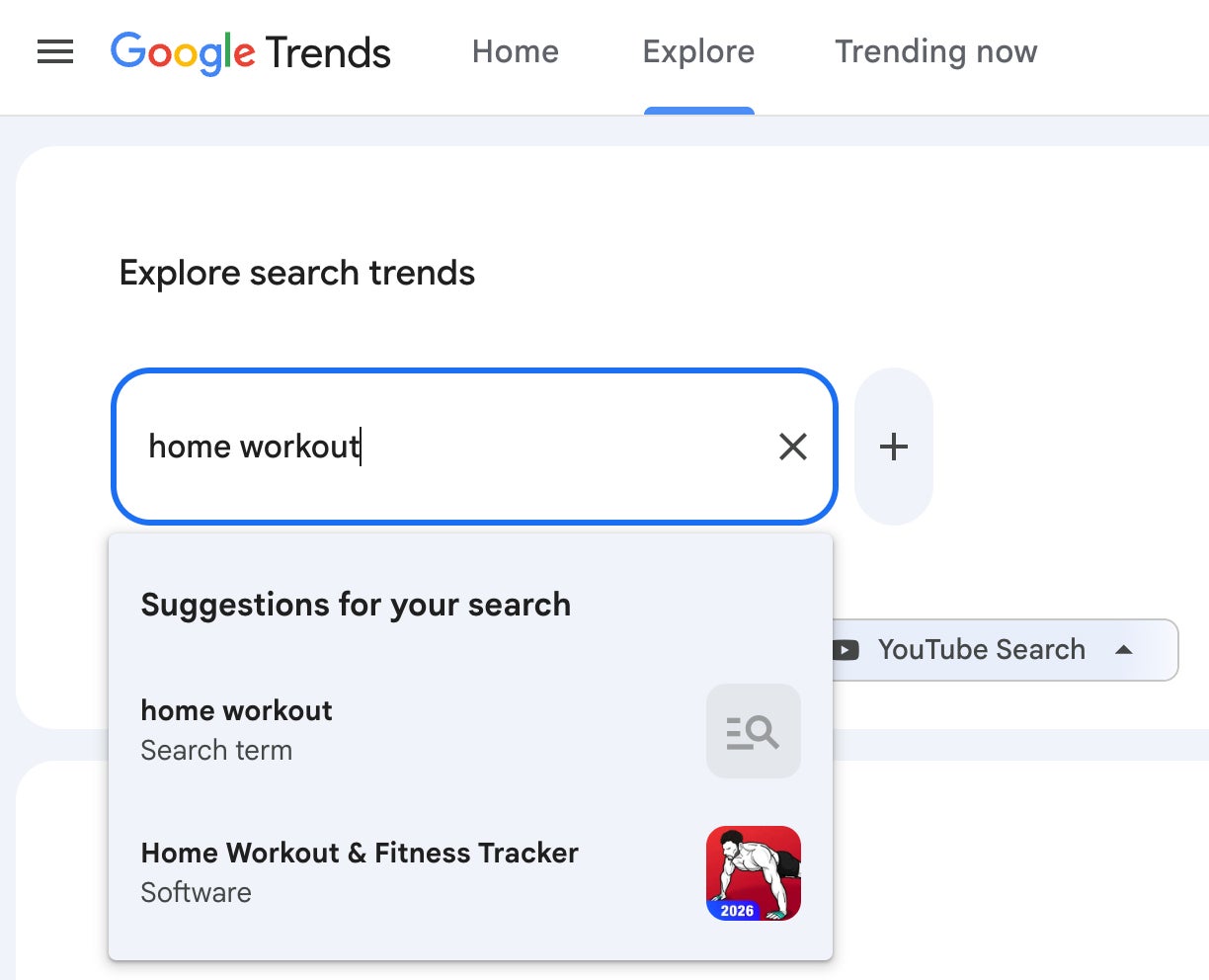Google Trends query bar with the term