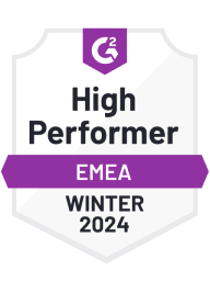 3 Fall 2024 G2 badges awarded to Sprout Social and one Winter 2024 badge for High Performer EMEA