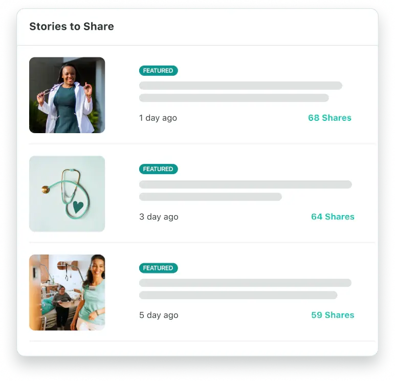 Example of featured stories to share in Employee Advocacy by Sprout Social.
