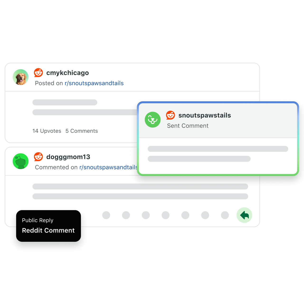 Sprout Social interface showing the process of connecting brand-owned subreddits to a social media profile.