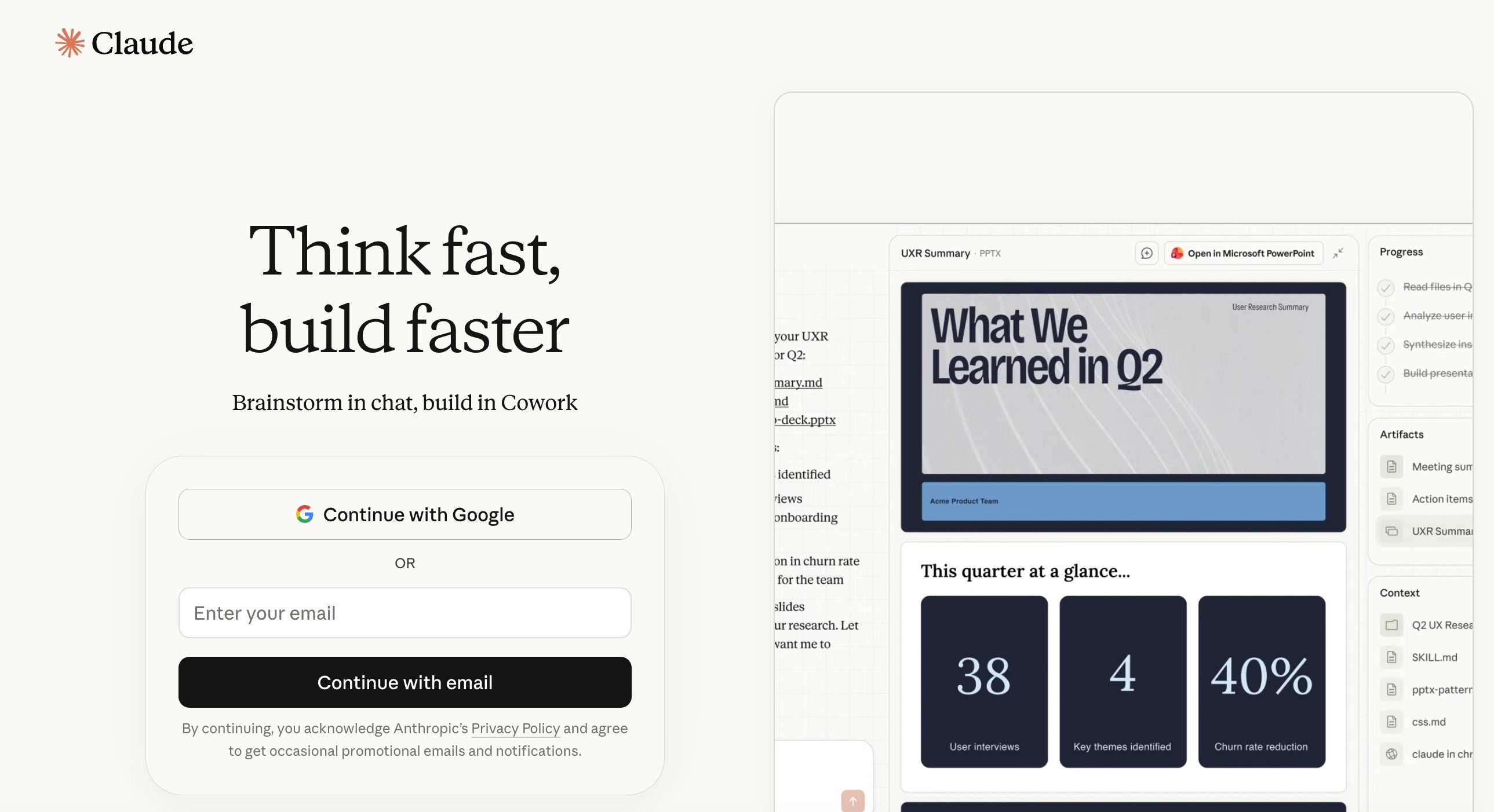 Claude homepage