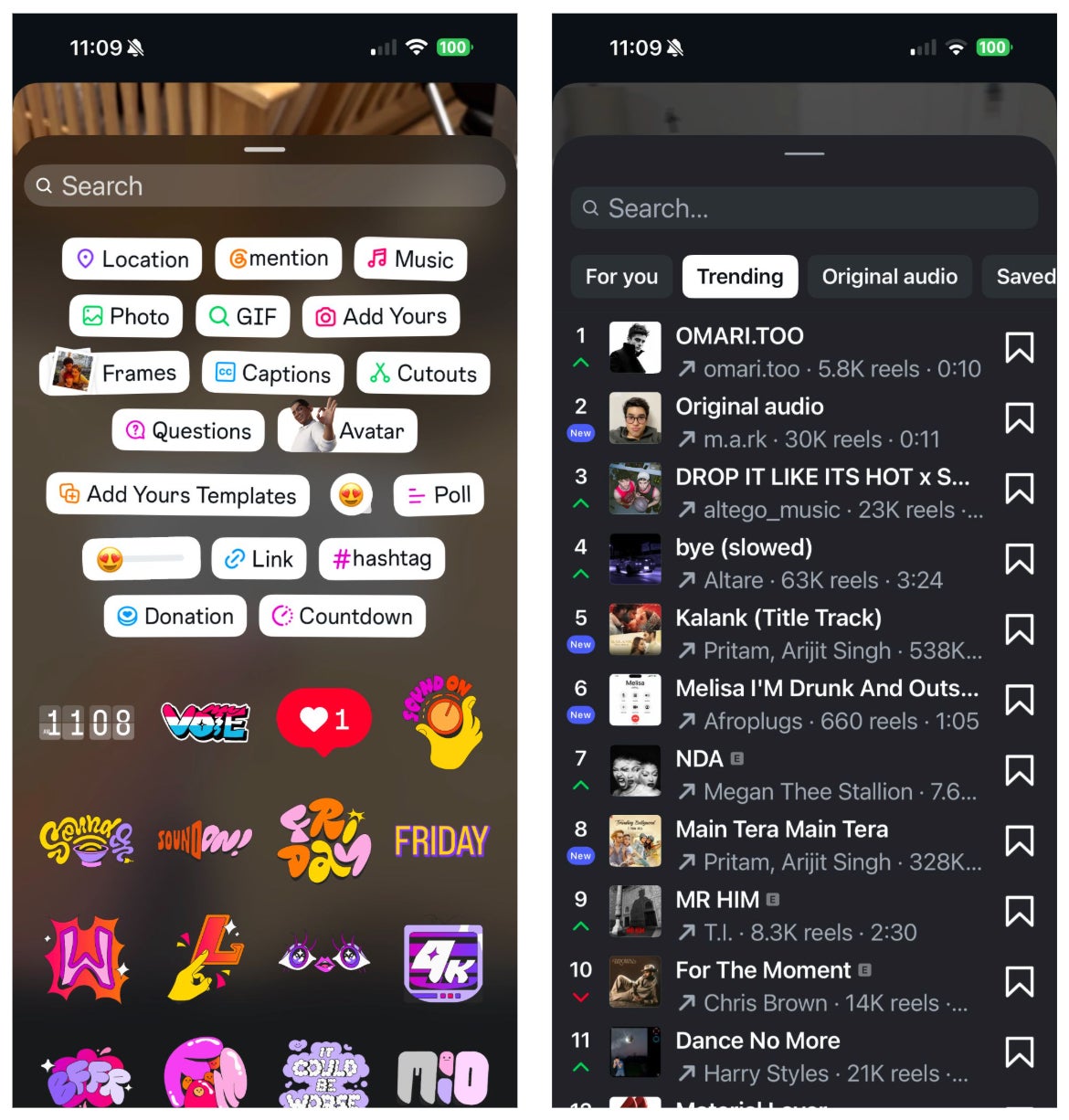 UI of Instagram where the user is in the editing stage of posting an Instagram Story