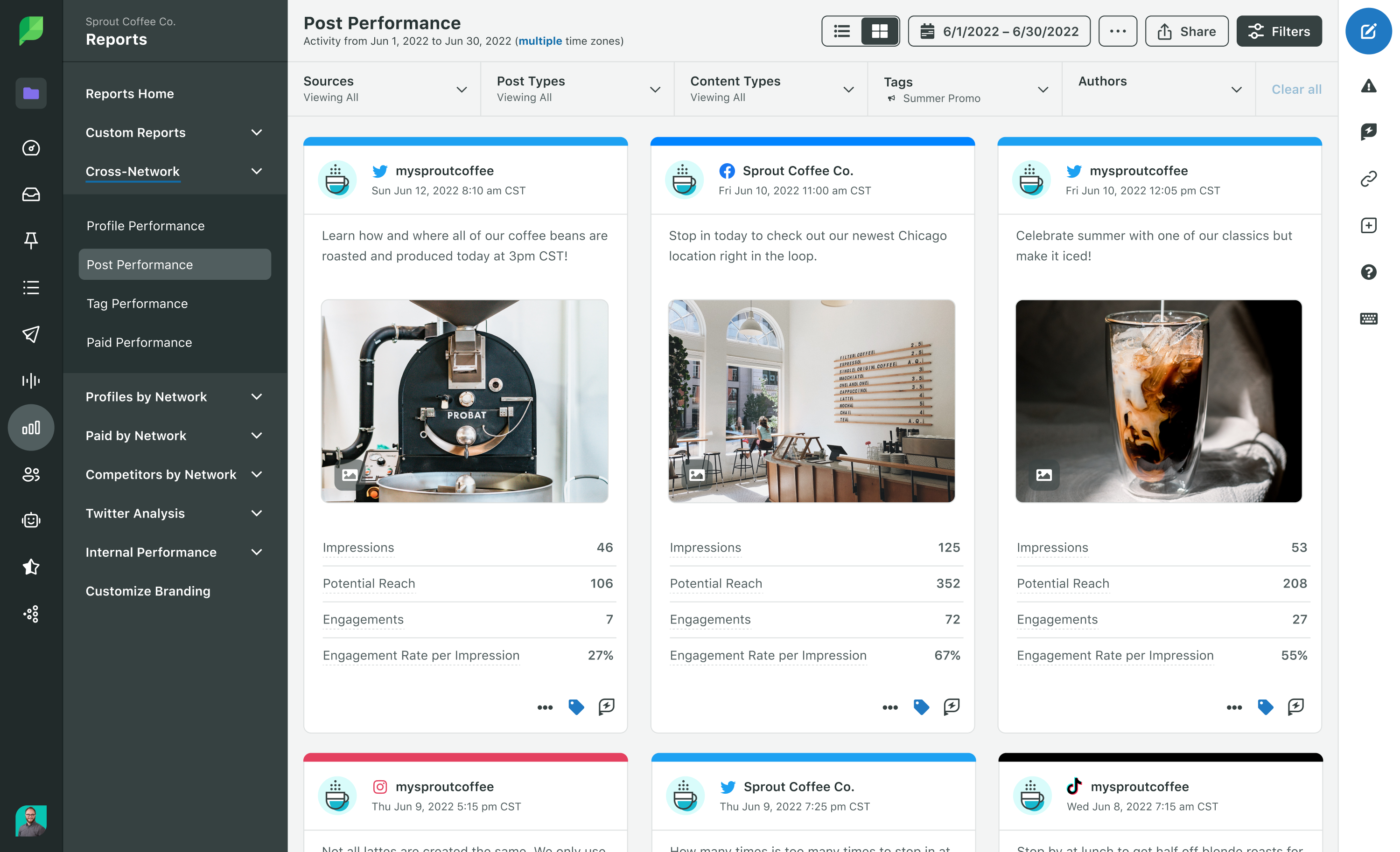 You can use tags to monitor and compare the performance of different social posts and campaigns within Sprout’s Post Performance Reports.