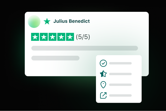 Example of a customer review in Trustpilot displayed in the Sprout app.