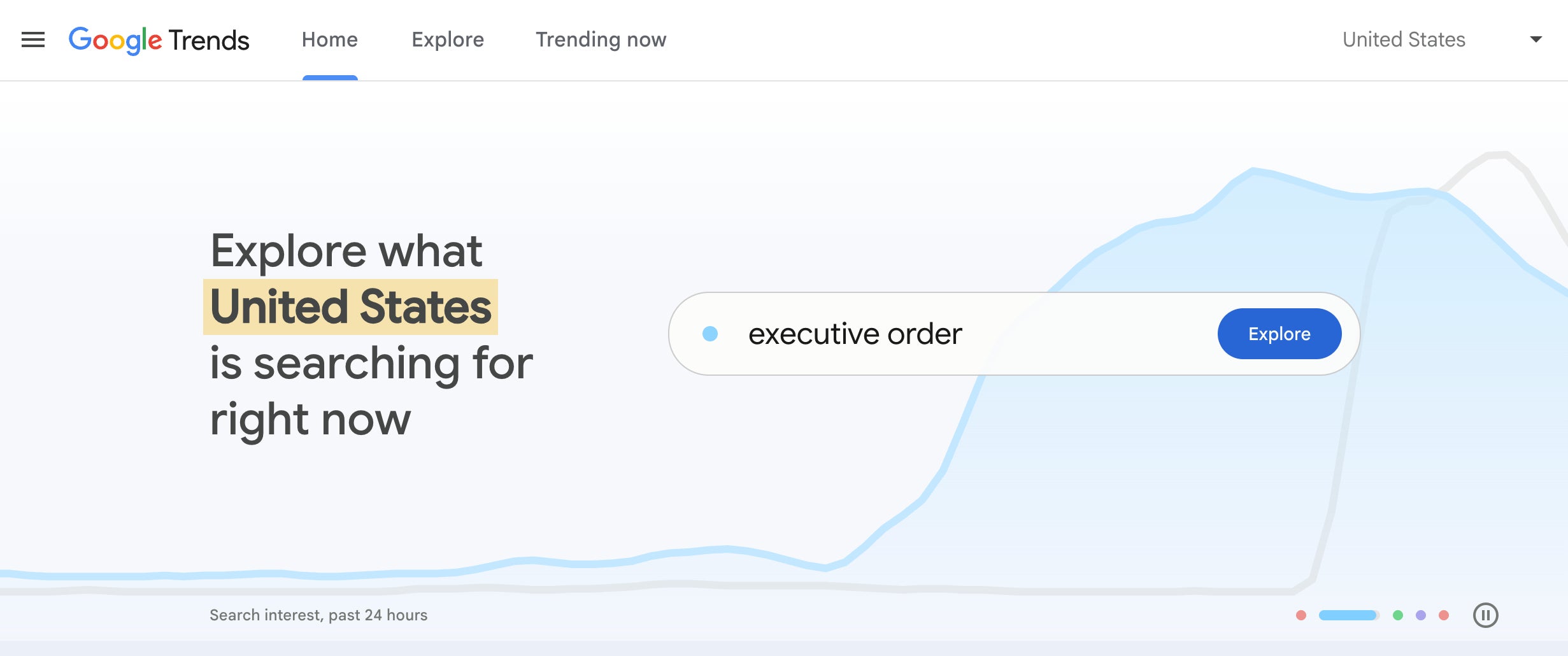 Google Trends homepage