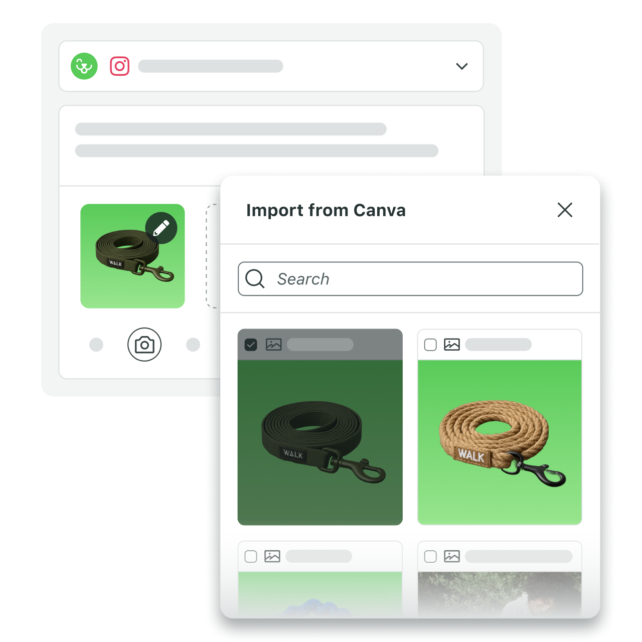 Sprout Social Compose window showing the Canva integration for importing social media designs directly into a post.