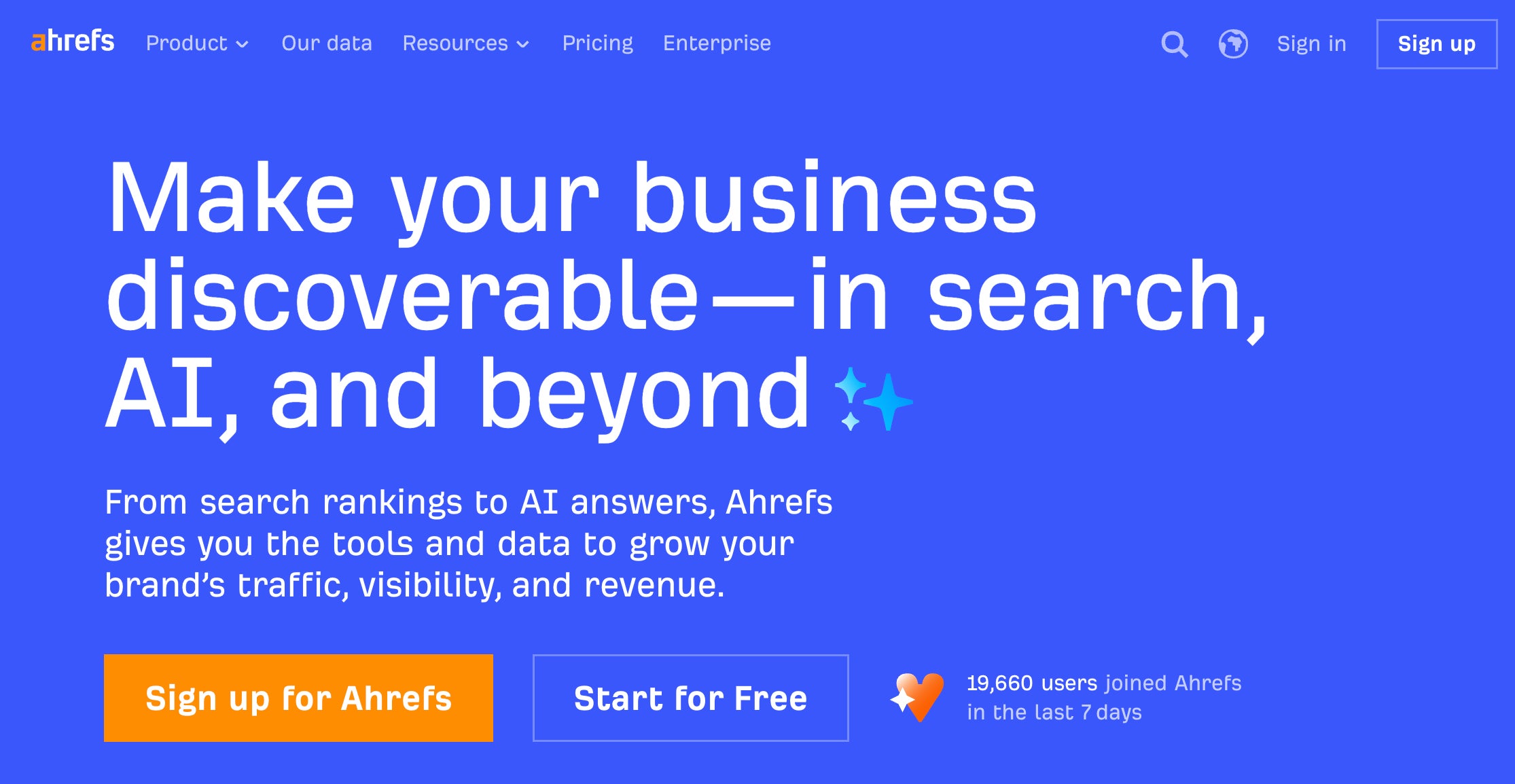 Ahrefs homepage