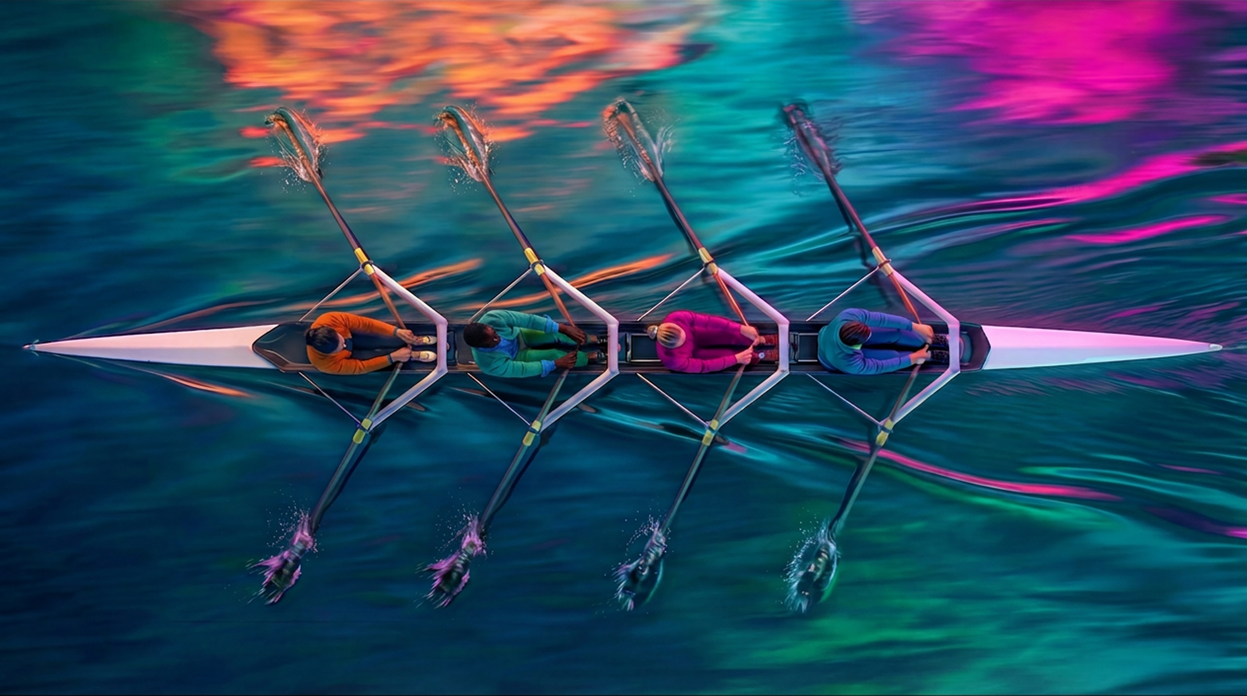 Person walking between a path of iridescent glass-like flowers and a natural wildflower meadow.