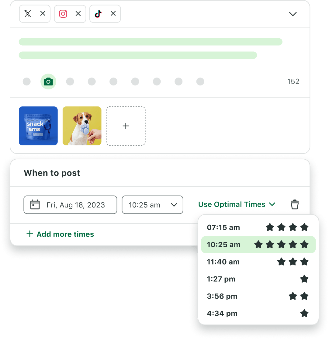 Sprout Social's publishing calendar uses AI-driven insights to suggest the best times for you to schedule your content across multiple networks.