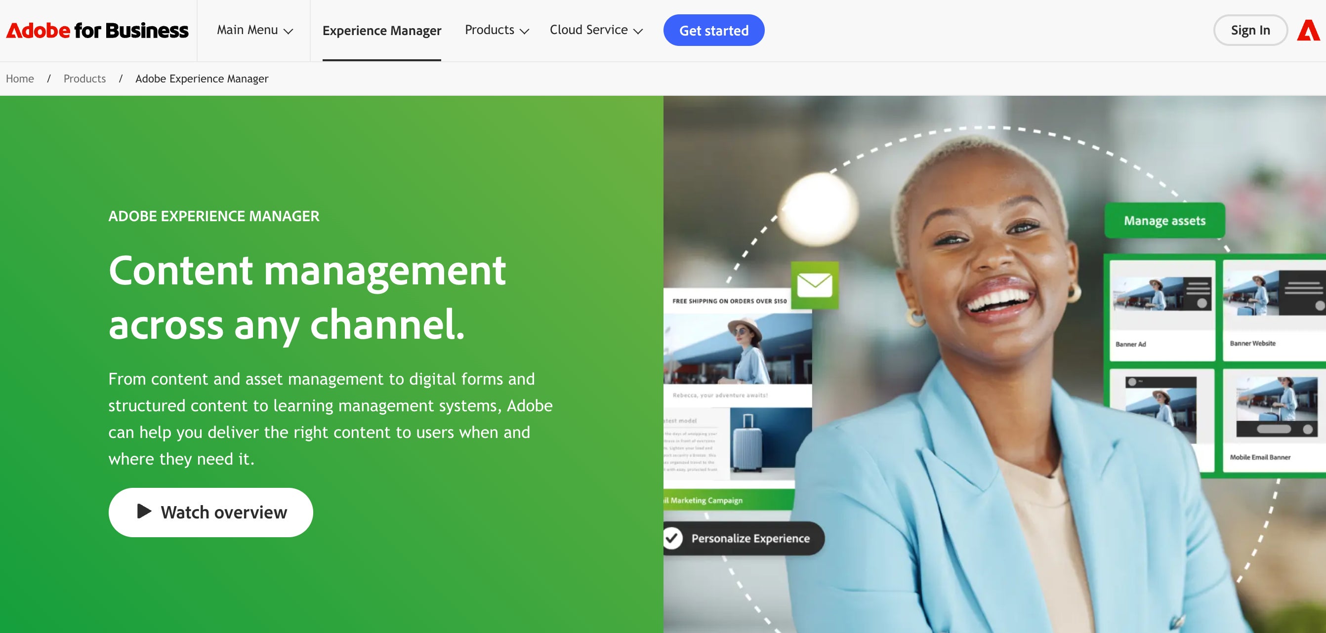 adobe experience manager feature page